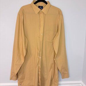 Stafford Men’s Dress Shirt XXL 18 36/37 Tan Easy‑Care Travel Cloth Button Down